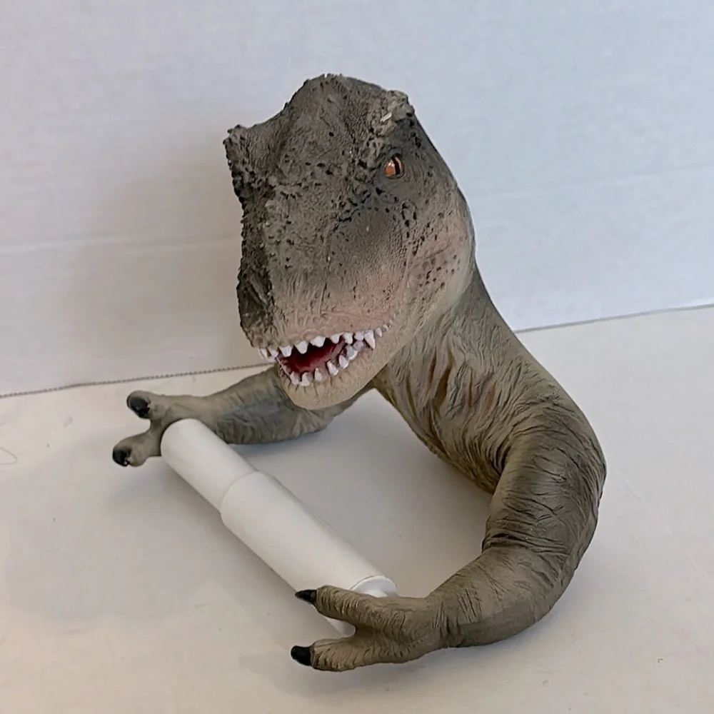 T Rex toilet paper holder with White Roller nwot